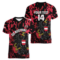Custom Austria Football Women V-Neck T-Shirt 2026 Das Team Black Eagle - Wonder Print Shop