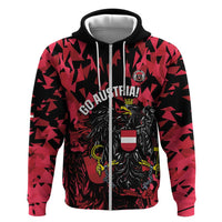 Custom Austria Football Zip Hoodie 2026 Das Team Black Eagle - Wonder Print Shop