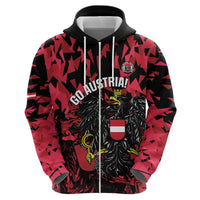 Custom Austria Football Zip Hoodie 2026 Das Team Black Eagle - Wonder Print Shop