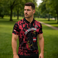Custom Austria Football Zipper Polo Shirt 2026 Das Team Black Eagle - Wonder Print Shop