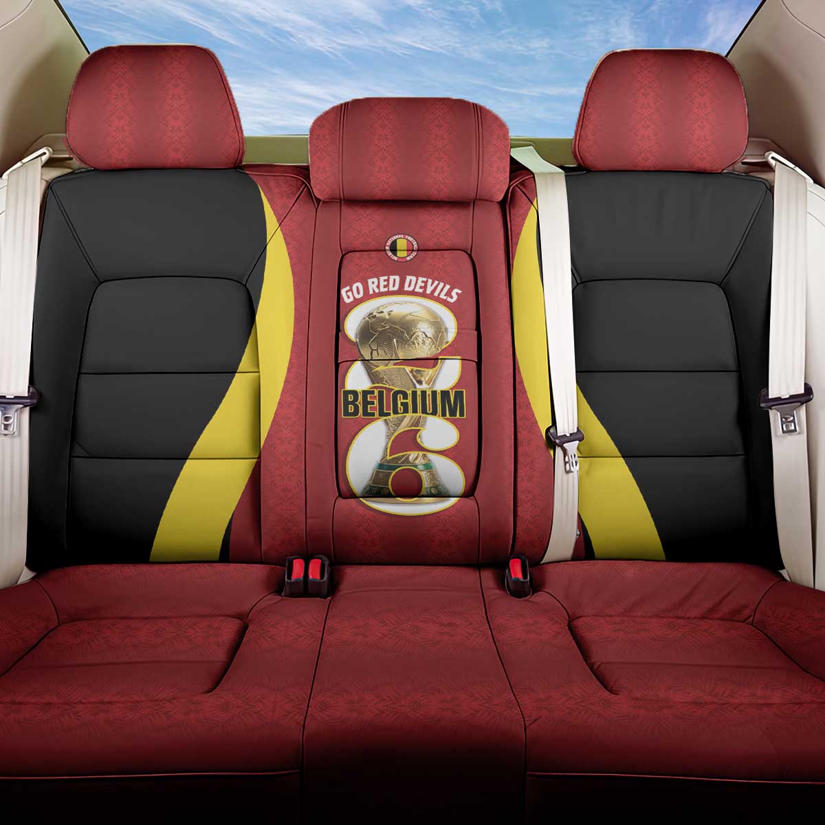 Belgium Football Back Car Seat Cover 2026 Go De Rode Duivels - Wonder Print Shop