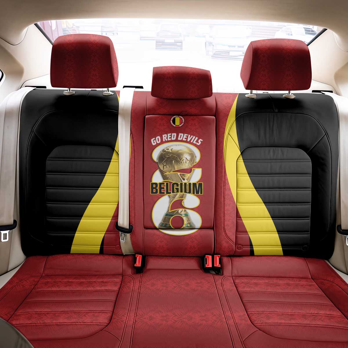 Belgium Football Back Car Seat Cover 2026 Go De Rode Duivels - Wonder Print Shop
