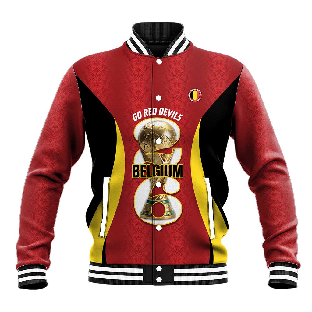 Custom Belgium Football Baseball Jacket 2026 Go De Rode Duivels - Wonder Print Shop