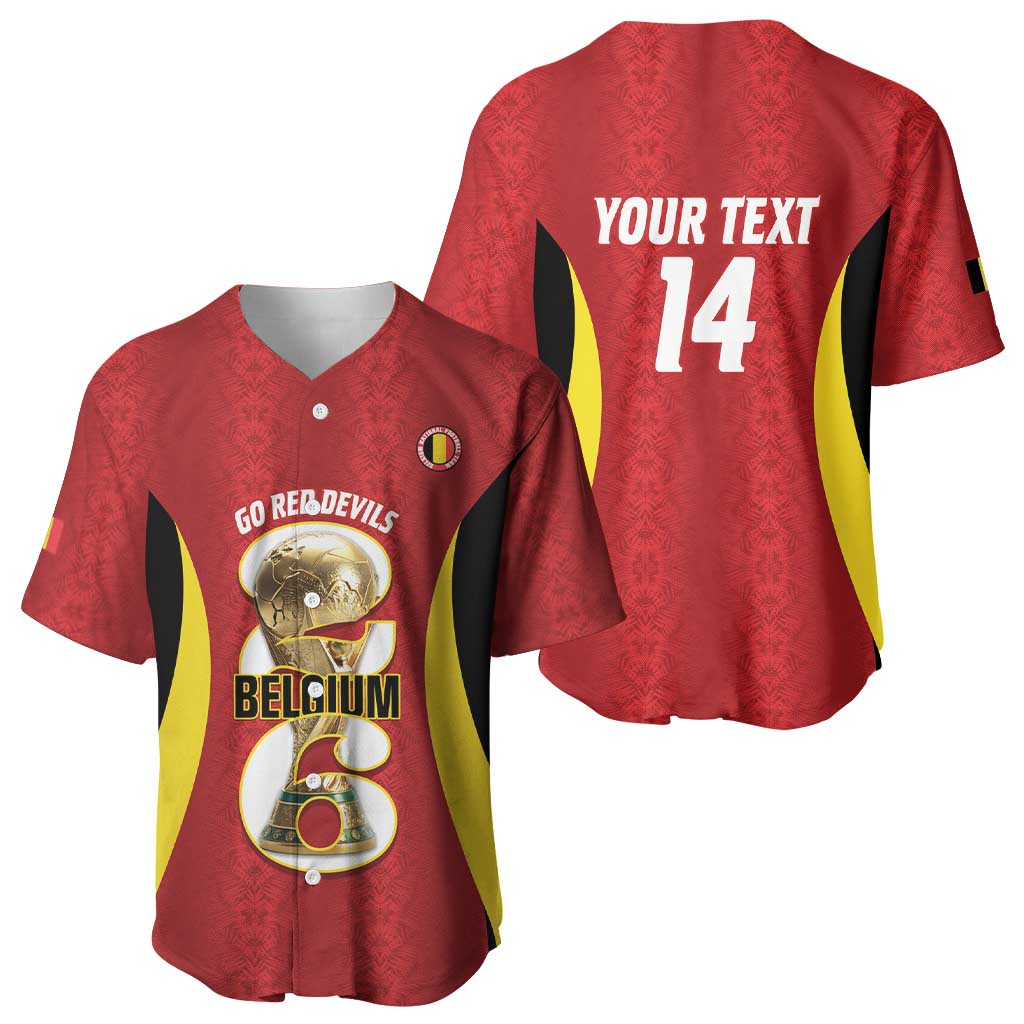 Custom Belgium Football Baseball Jersey 2026 Go De Rode Duivels - Wonder Print Shop
