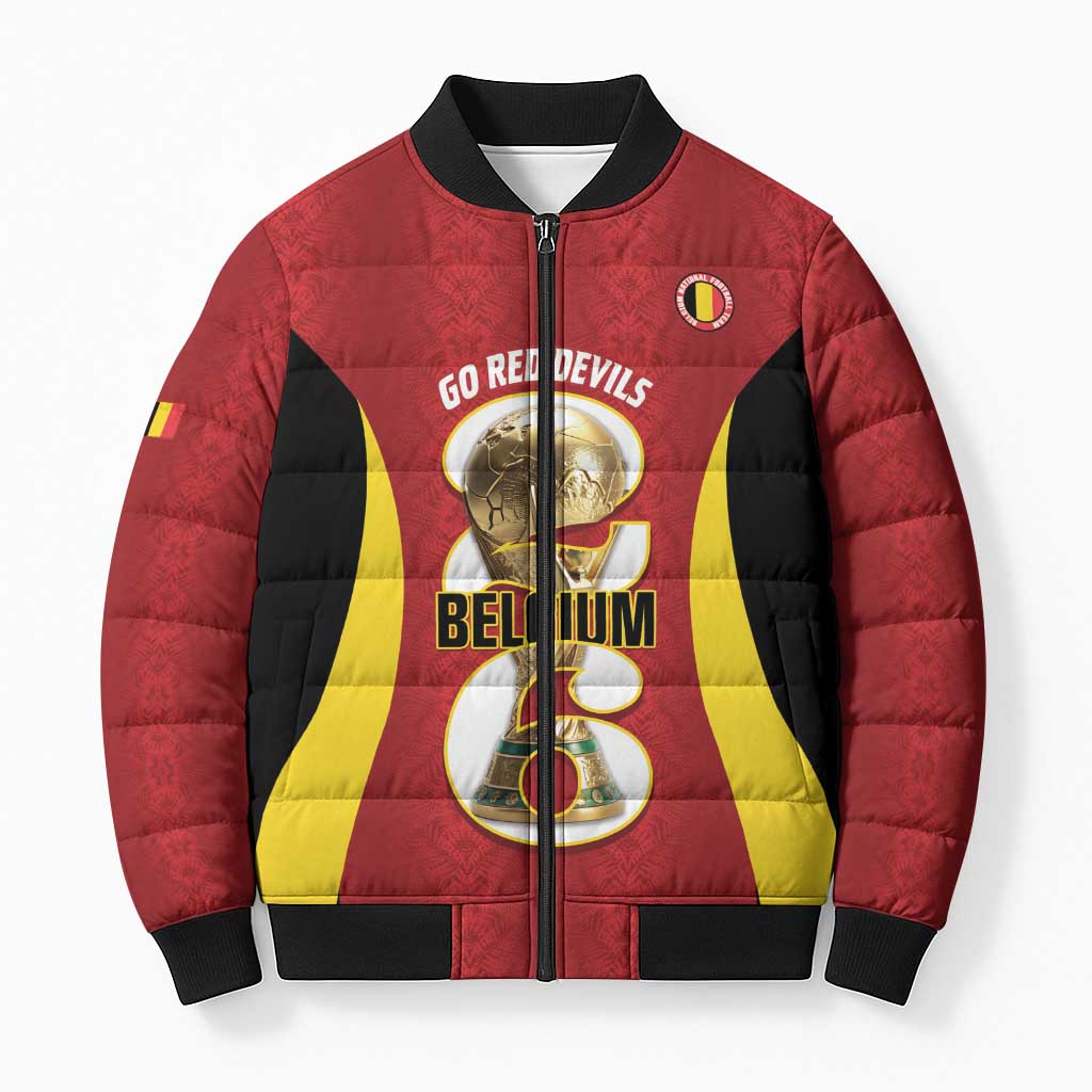 Custom Belgium Football Bomber Puffer Jacket 2026 Go De Rode Duivels - Wonder Print Shop