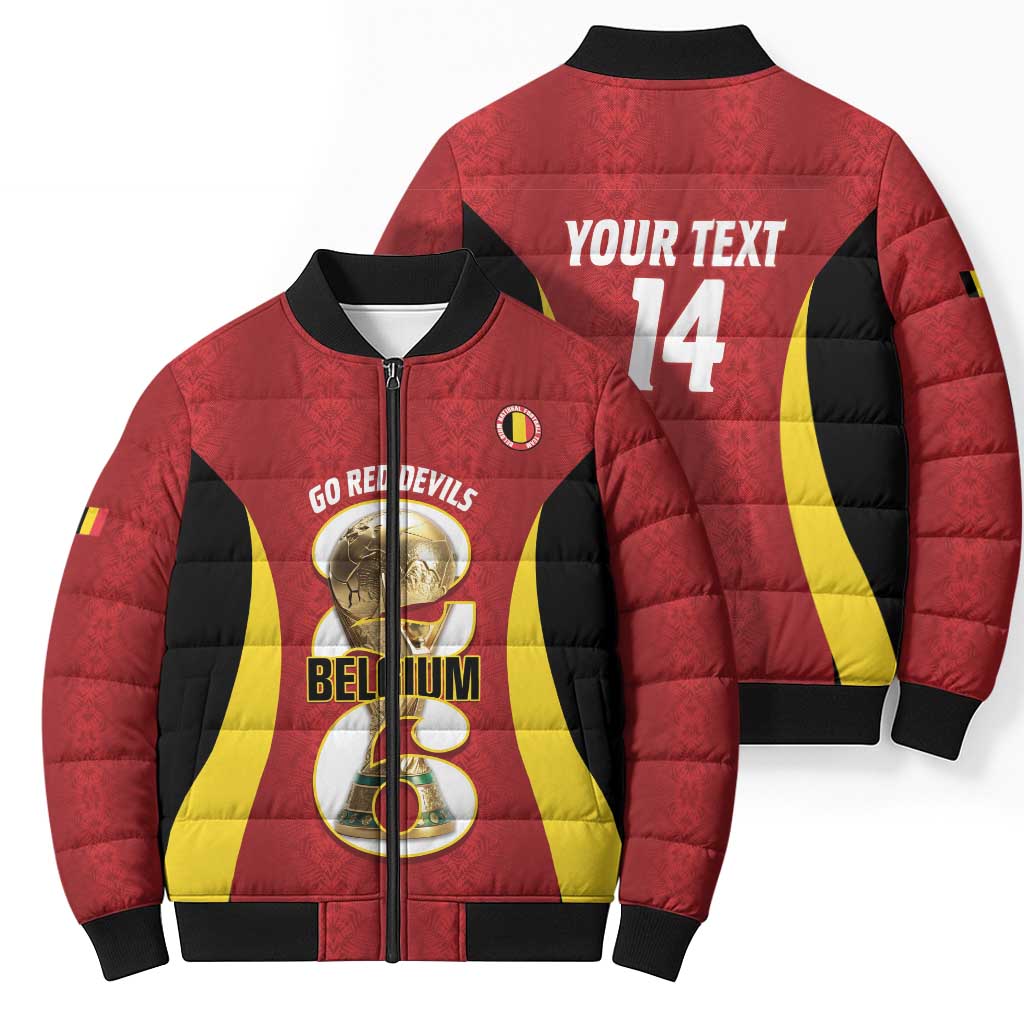 Custom Belgium Football Bomber Puffer Jacket 2026 Go De Rode Duivels - Wonder Print Shop