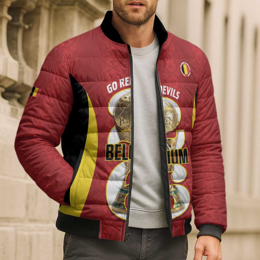 Custom Belgium Football Bomber Puffer Jacket 2026 Go De Rode Duivels - Wonder Print Shop