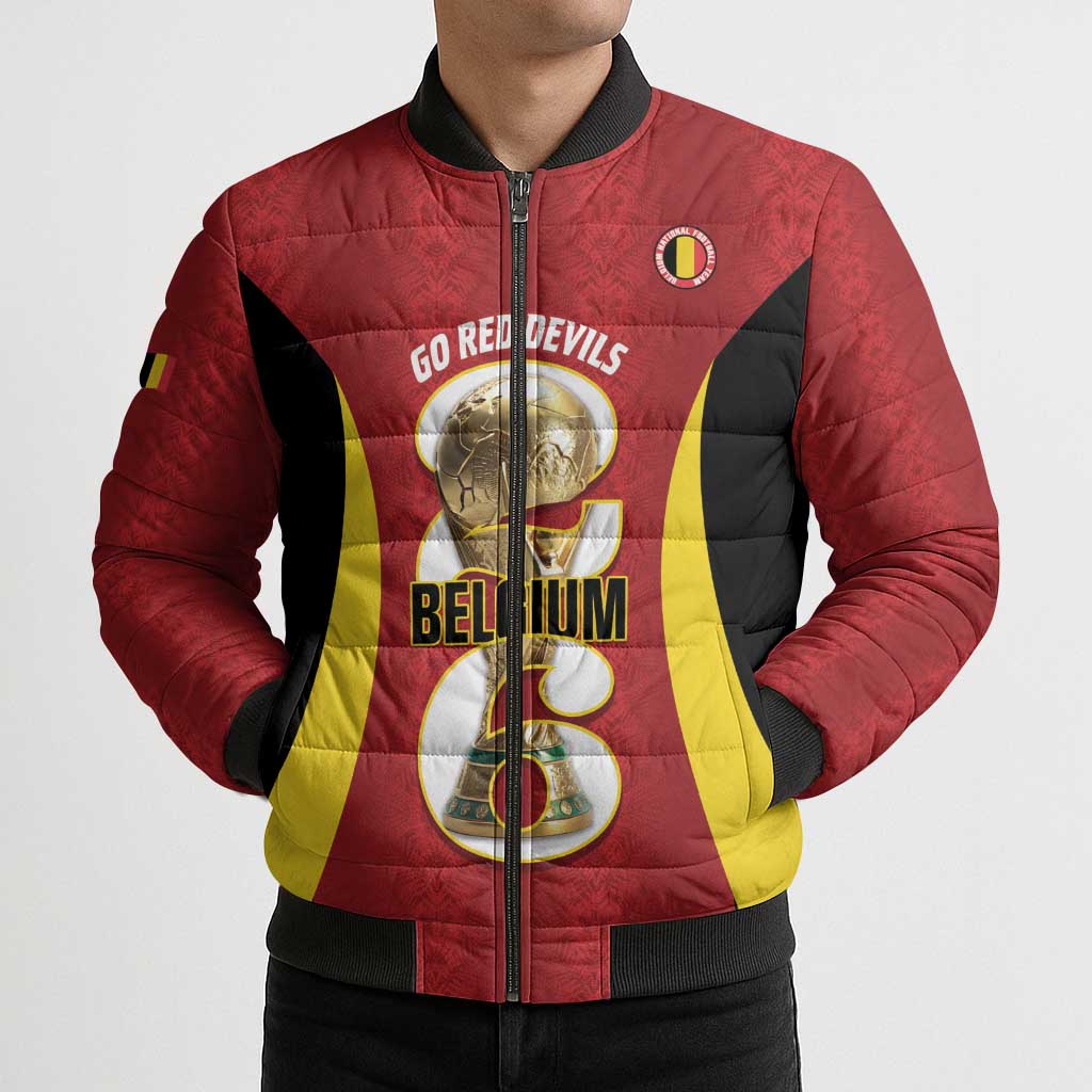 Custom Belgium Football Bomber Puffer Jacket 2026 Go De Rode Duivels - Wonder Print Shop