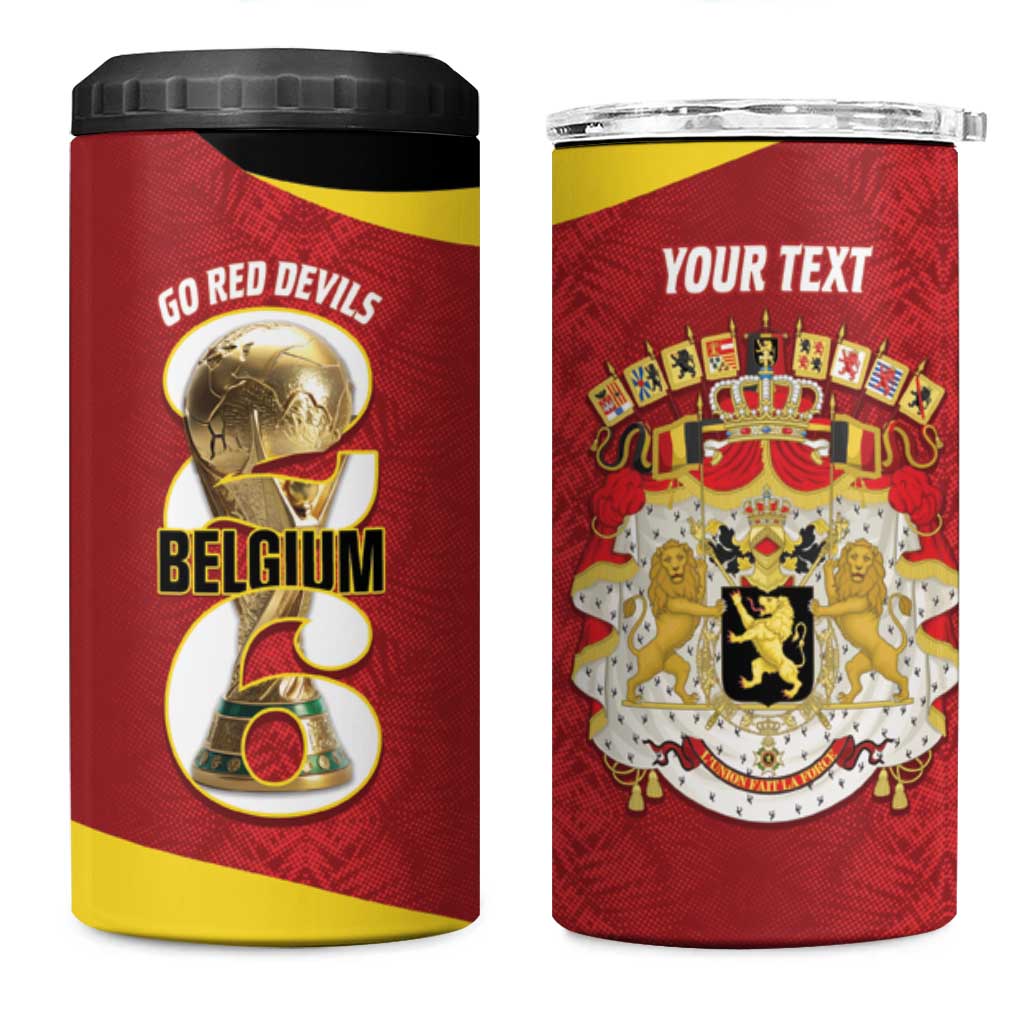 Custom Belgium Football 4 in 1 Can Cooler Tumbler 2026 Go De Rode Duivels - Wonder Print Shop