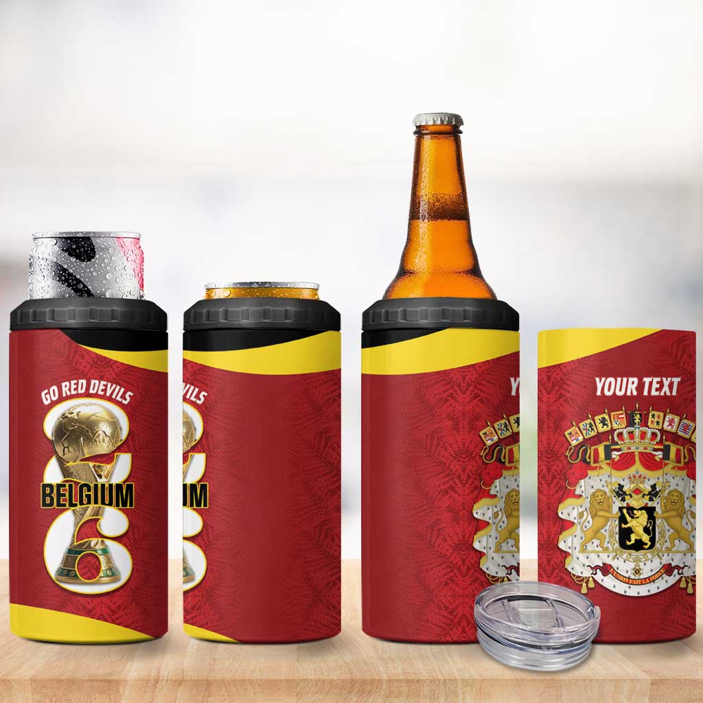 Custom Belgium Football 4 in 1 Can Cooler Tumbler 2026 Go De Rode Duivels - Wonder Print Shop