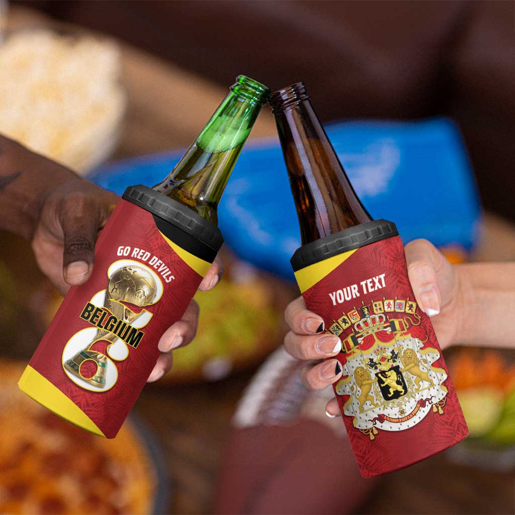 Custom Belgium Football 4 in 1 Can Cooler Tumbler 2026 Go De Rode Duivels - Wonder Print Shop