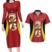 Custom Belgium Football Couples Matching Long Sleeve Bodycon Dress and Hawaiian Shirt 2026 Go De Rode Duivels - Wonder Print Shop
