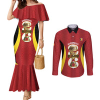 Custom Belgium Football Couples Matching Mermaid Dress and Long Sleeve Button Shirt 2026 Go De Rode Duivels - Wonder Print Shop