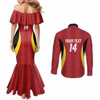 Custom Belgium Football Couples Matching Mermaid Dress and Long Sleeve Button Shirt 2026 Go De Rode Duivels - Wonder Print Shop