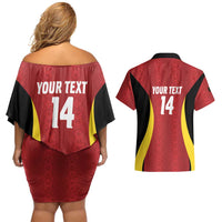Custom Belgium Football Couples Matching Off Shoulder Short Dress and Hawaiian Shirt 2026 Go De Rode Duivels - Wonder Print Shop