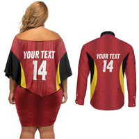 Custom Belgium Football Couples Matching Off Shoulder Short Dress and Long Sleeve Button Shirt 2026 Go De Rode Duivels - Wonder Print Shop