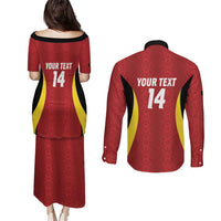 Custom Belgium Football Couples Matching Puletasi and Long Sleeve Button Shirt 2026 Go De Rode Duivels - Wonder Print Shop