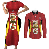 Custom Belgium Football Couples Matching Short Sleeve Bodycon Dress and Long Sleeve Button Shirt 2026 Go De Rode Duivels - Wonder Print Shop