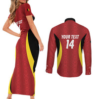 Custom Belgium Football Couples Matching Short Sleeve Bodycon Dress and Long Sleeve Button Shirt 2026 Go De Rode Duivels - Wonder Print Shop