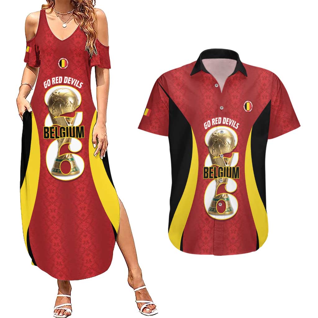 Custom Belgium Football Couples Matching Summer Maxi Dress and Hawaiian Shirt 2026 Go De Rode Duivels - Wonder Print Shop