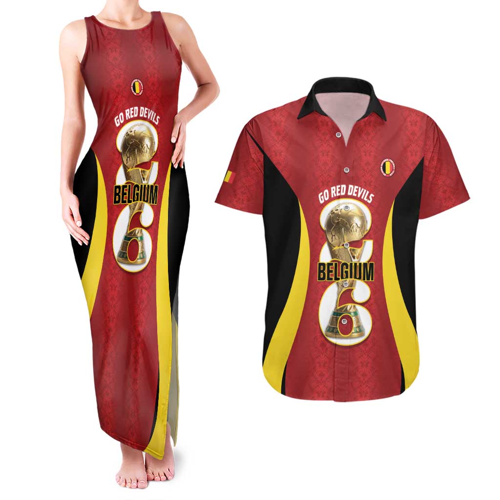 Custom Belgium Football Couples Matching Tank Maxi Dress and Hawaiian Shirt 2026 Go De Rode Duivels - Wonder Print Shop