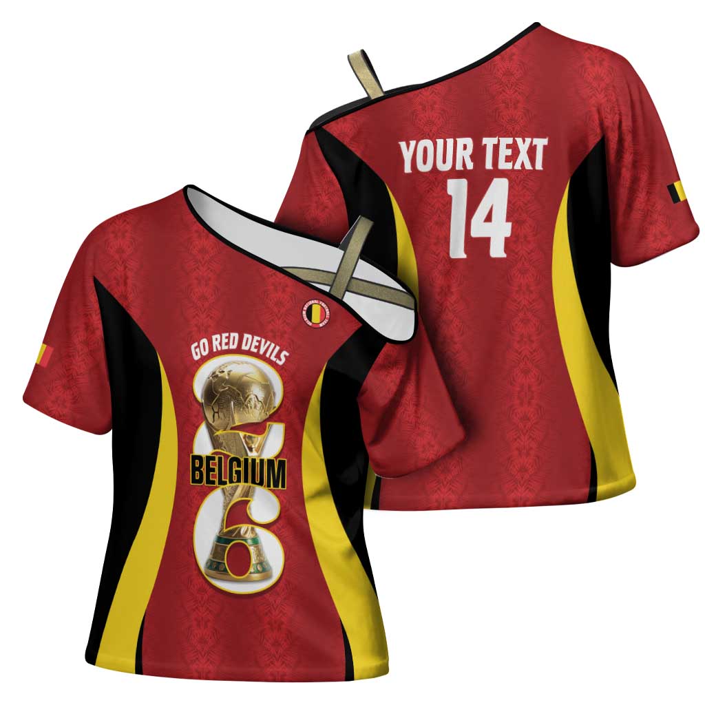 Custom Belgium Football Cross Shoulder Shirt 2026 Go De Rode Duivels - Wonder Print Shop