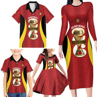 Custom Belgium Football Family Matching Long Sleeve Bodycon Dress and Hawaiian Shirt 2026 Go De Rode Duivels - Wonder Print Shop