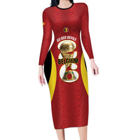 Custom Belgium Football Family Matching Long Sleeve Bodycon Dress and Hawaiian Shirt 2026 Go De Rode Duivels - Wonder Print Shop