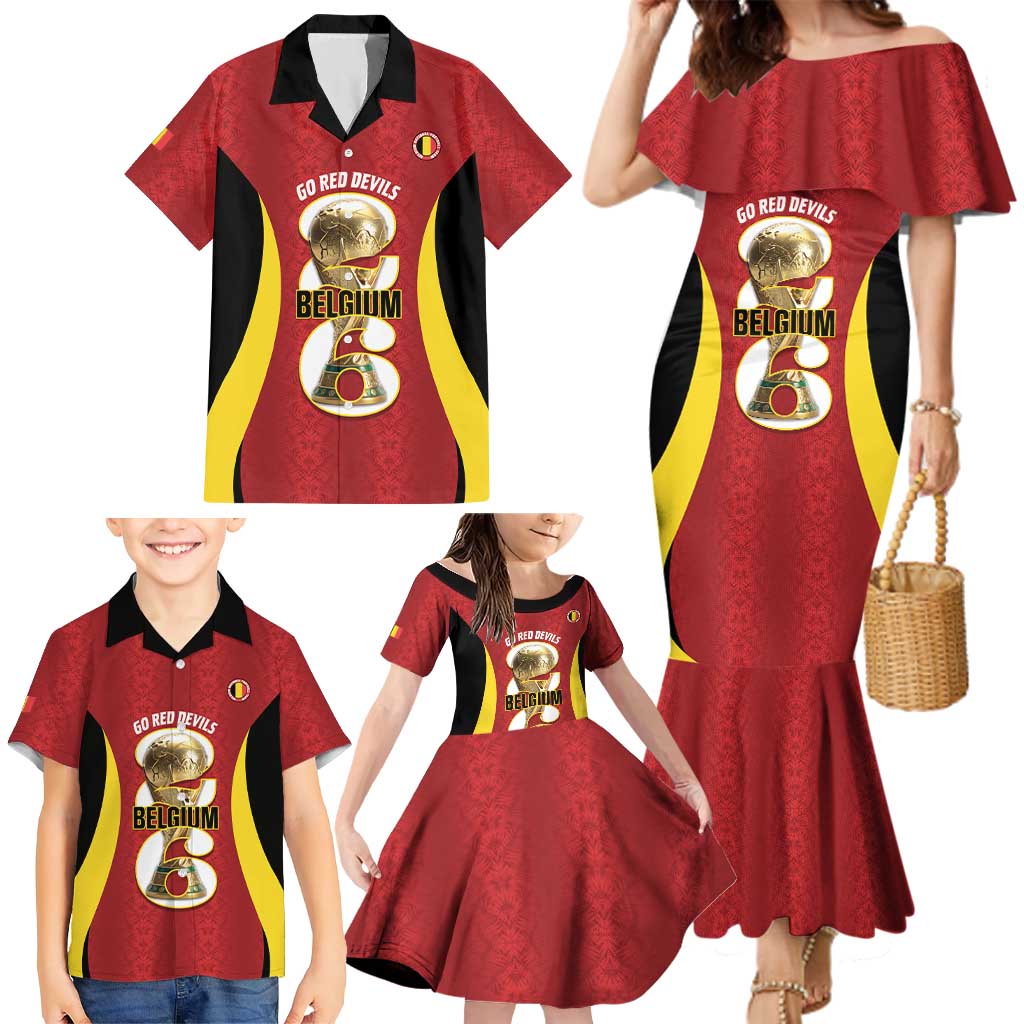 Custom Belgium Football Family Matching Mermaid Dress and Hawaiian Shirt 2026 Go De Rode Duivels - Wonder Print Shop