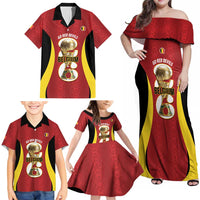 Custom Belgium Football Family Matching Off Shoulder Maxi Dress and Hawaiian Shirt 2026 Go De Rode Duivels - Wonder Print Shop