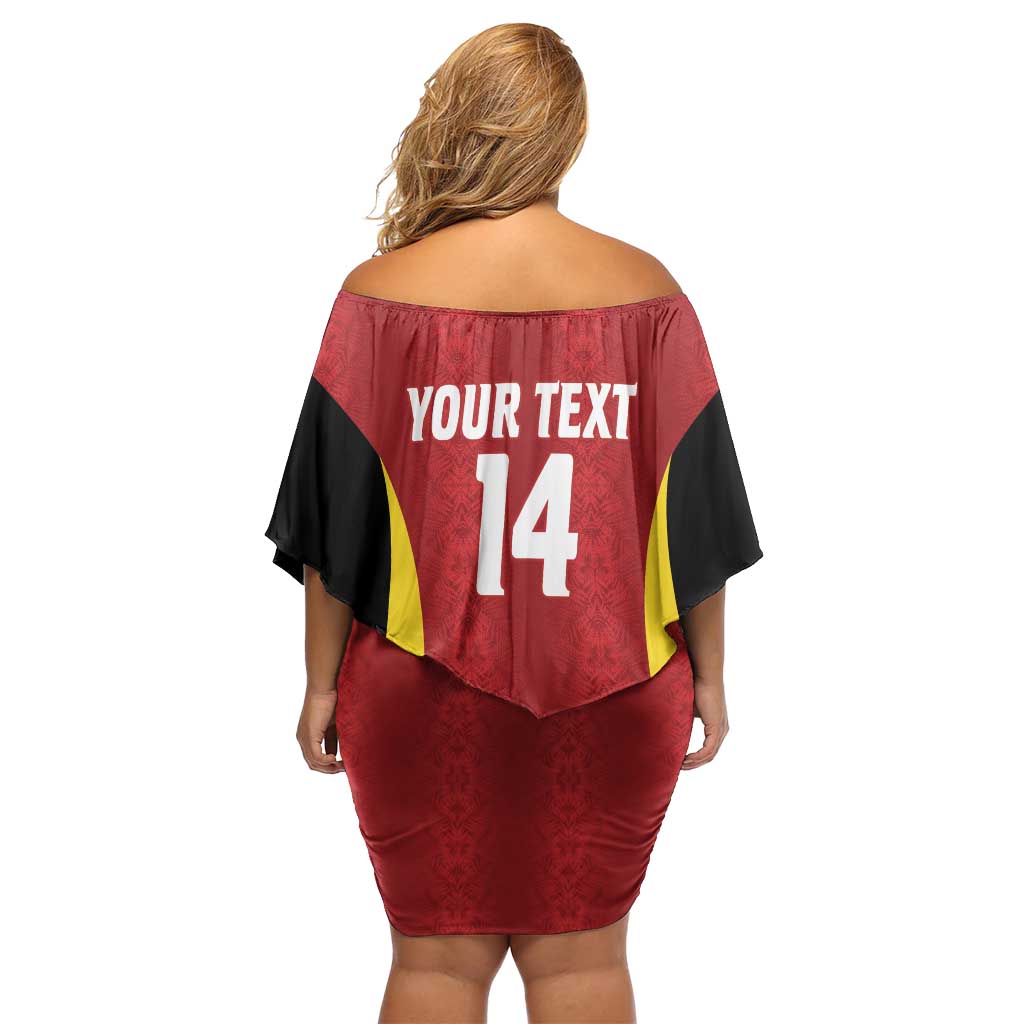 Custom Belgium Football Family Matching Off Shoulder Short Dress and Hawaiian Shirt 2026 Go De Rode Duivels - Wonder Print Shop