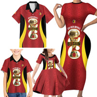 Custom Belgium Football Family Matching Short Sleeve Bodycon Dress and Hawaiian Shirt 2026 Go De Rode Duivels - Wonder Print Shop