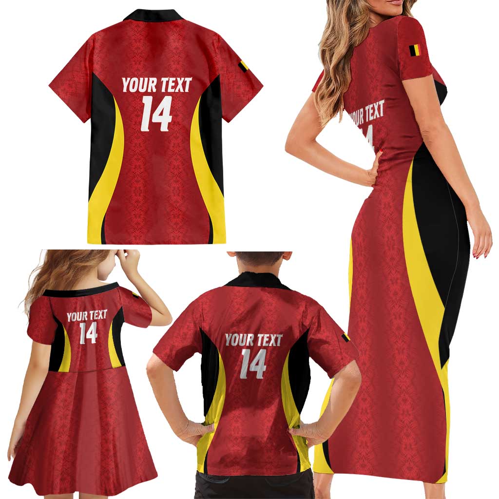 Custom Belgium Football Family Matching Short Sleeve Bodycon Dress and Hawaiian Shirt 2026 Go De Rode Duivels - Wonder Print Shop
