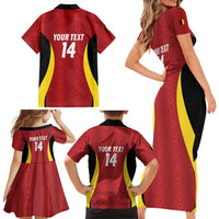 Custom Belgium Football Family Matching Short Sleeve Bodycon Dress and Hawaiian Shirt 2026 Go De Rode Duivels - Wonder Print Shop