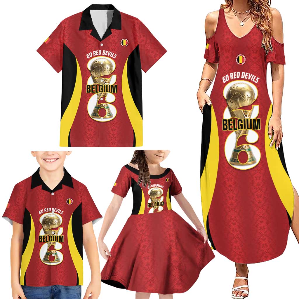 Custom Belgium Football Family Matching Summer Maxi Dress and Hawaiian Shirt 2026 Go De Rode Duivels - Wonder Print Shop