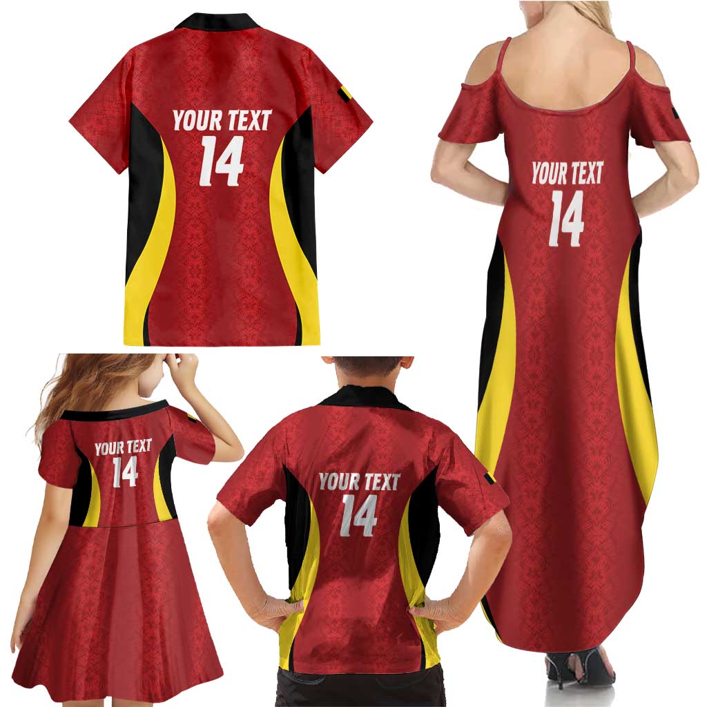 Custom Belgium Football Family Matching Summer Maxi Dress and Hawaiian Shirt 2026 Go De Rode Duivels - Wonder Print Shop