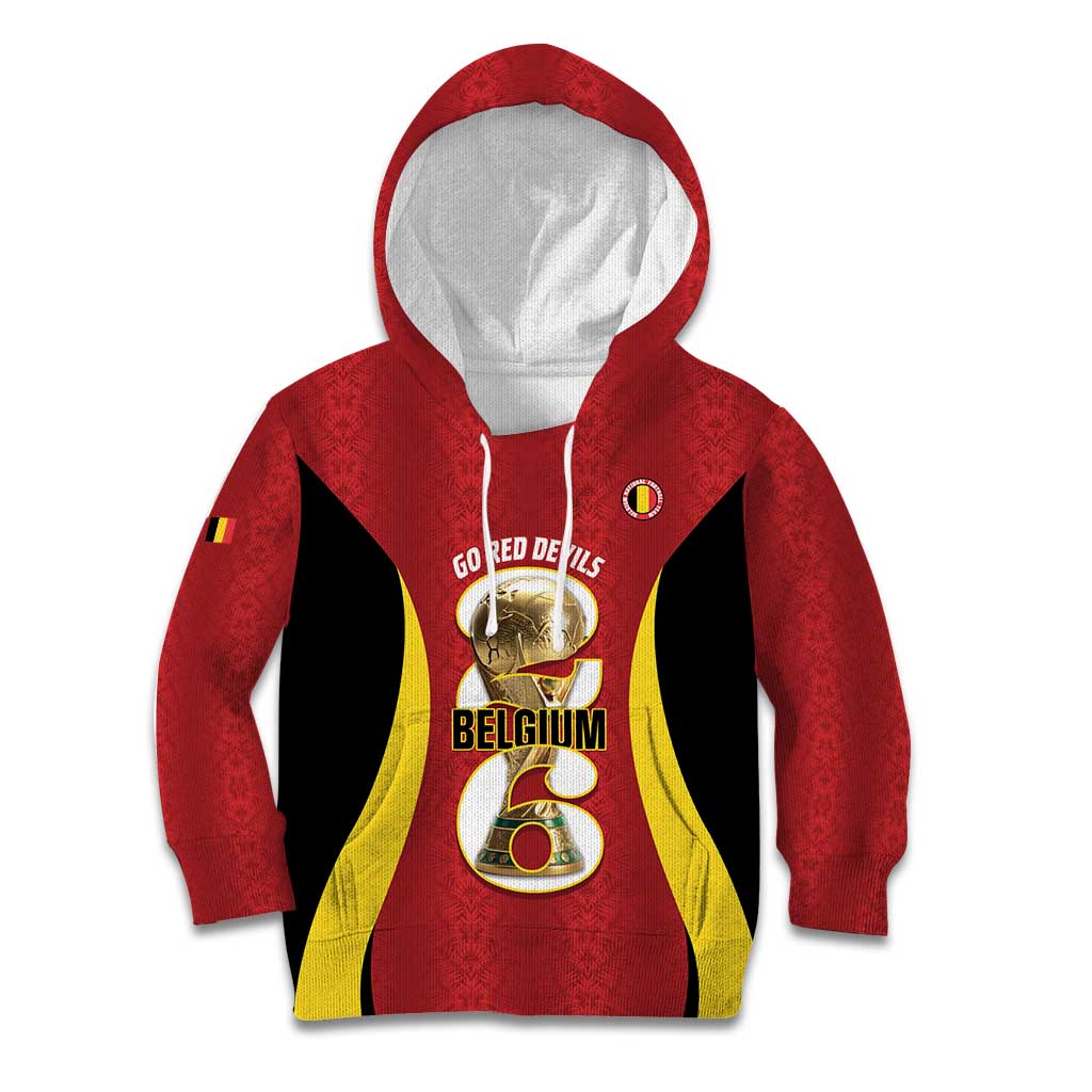 Custom Belgium Football Kid Hoodie 2026 Go De Rode Duivels - Wonder Print Shop