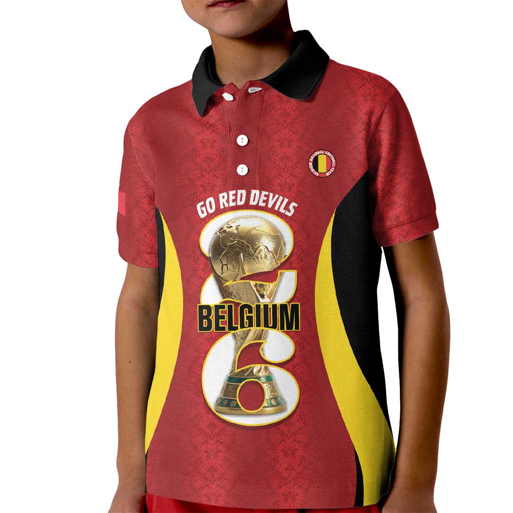 Custom Belgium Football Kid Polo Shirt 2026 Go De Rode Duivels - Wonder Print Shop