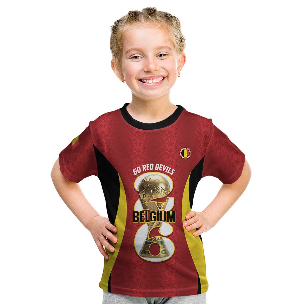 Custom Belgium Football Kid T Shirt 2026 Go De Rode Duivels - Wonder Print Shop