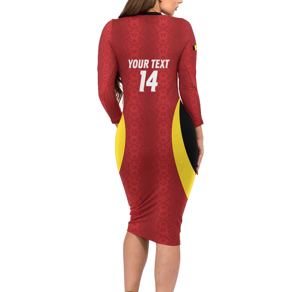 Custom Belgium Football Long Sleeve Bodycon Dress 2026 Go De Rode Duivels - Wonder Print Shop