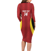Custom Belgium Football Long Sleeve Bodycon Dress 2026 Go De Rode Duivels - Wonder Print Shop