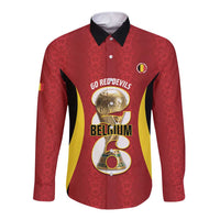 Custom Belgium Football Long Sleeve Button Shirt 2026 Go De Rode Duivels - Wonder Print Shop