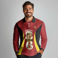 Custom Belgium Football Long Sleeve Polo Shirt 2026 Go De Rode Duivels - Wonder Print Shop