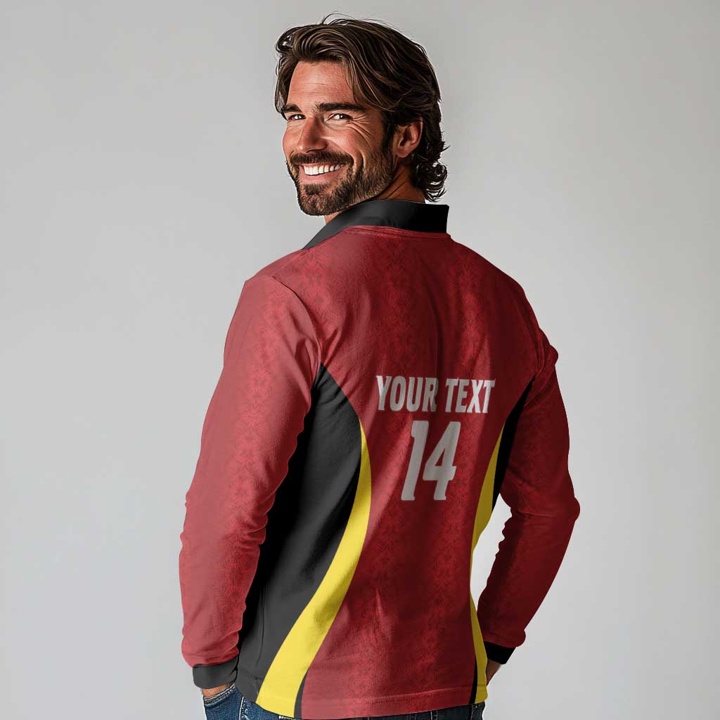 Custom Belgium Football Long Sleeve Polo Shirt 2026 Go De Rode Duivels - Wonder Print Shop