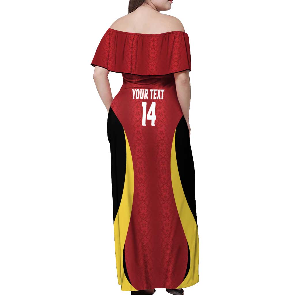 Custom Belgium Football Off Shoulder Maxi Dress 2026 Go De Rode Duivels - Wonder Print Shop