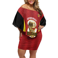 Custom Belgium Football Off Shoulder Short Dress 2026 Go De Rode Duivels - Wonder Print Shop