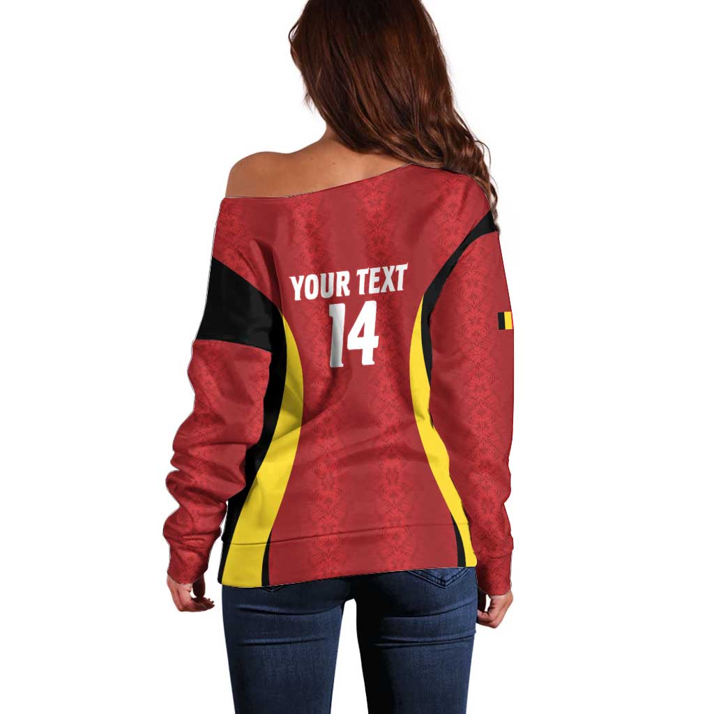 Custom Belgium Football Off Shoulder Sweater 2026 Go De Rode Duivels - Wonder Print Shop