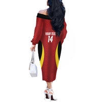 Custom Belgium Football Off The Shoulder Long Sleeve Dress 2026 Go De Rode Duivels - Wonder Print Shop
