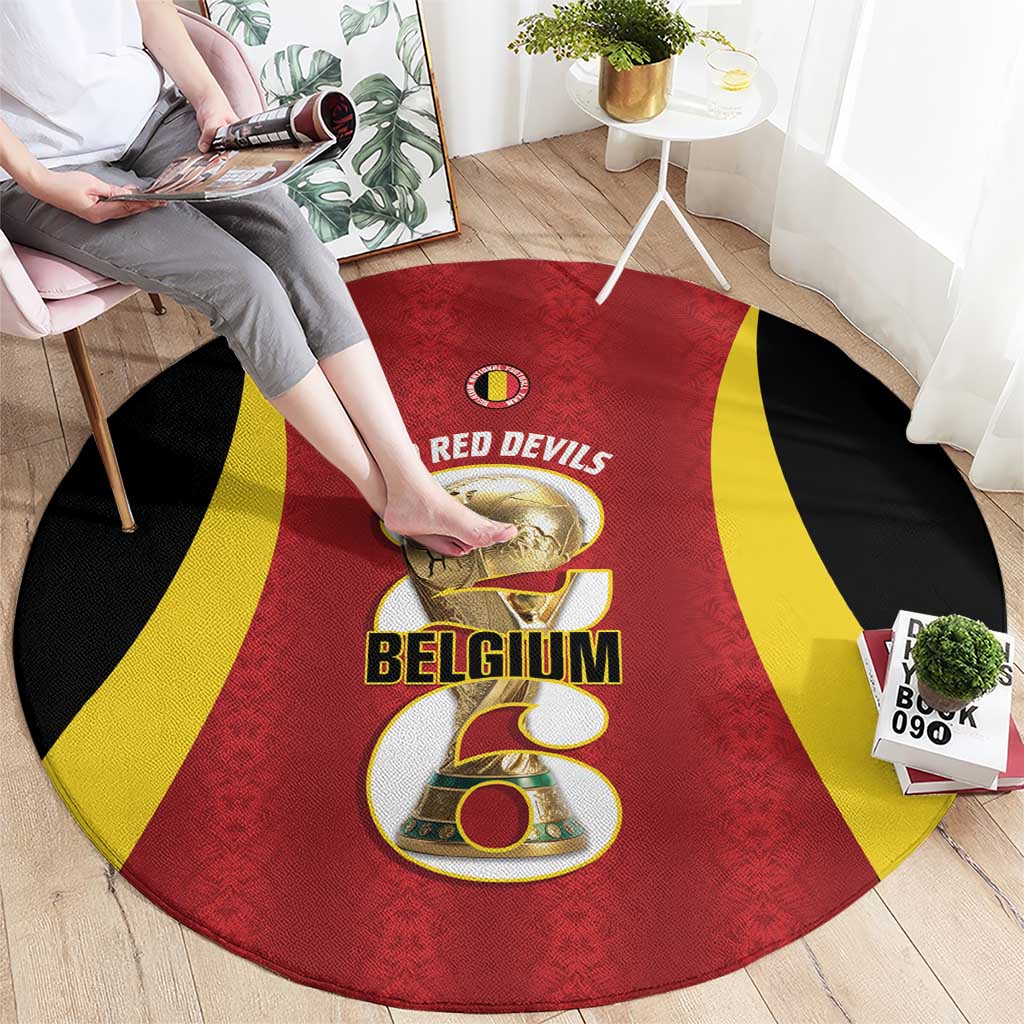 Belgium Football Round Carpet 2026 Go De Rode Duivels - Wonder Print Shop