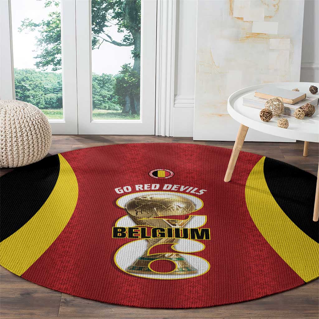 Belgium Football Round Carpet 2026 Go De Rode Duivels - Wonder Print Shop